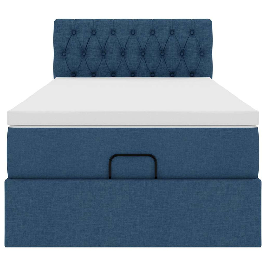 Ottoman bed met matras en LED's 90x190cm stof blauw