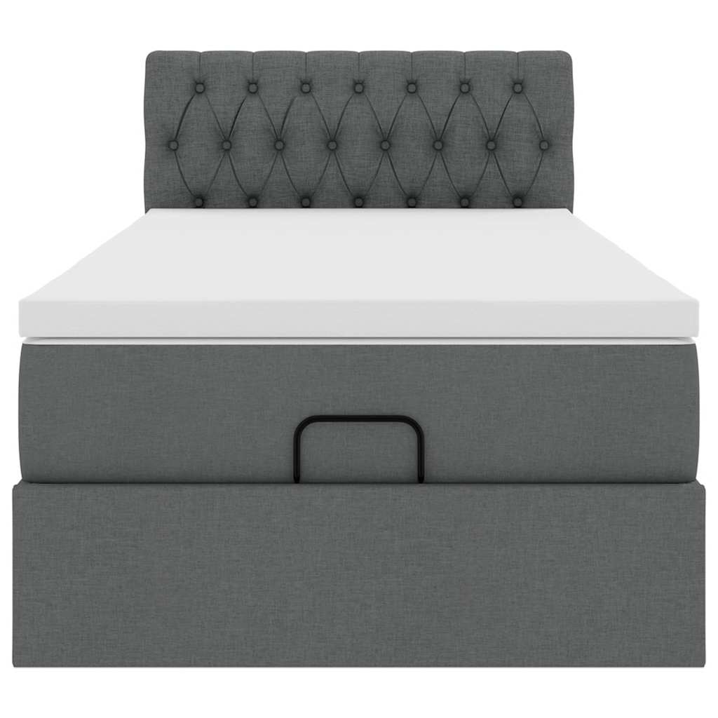 Ottoman bed met matras en LED's 90x200 cm stof donkergrijs