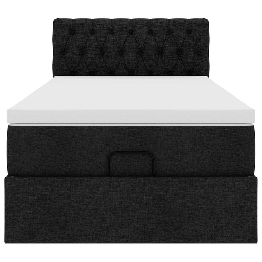Ottoman bed met matras en LED's 90x200 cm stof zwart