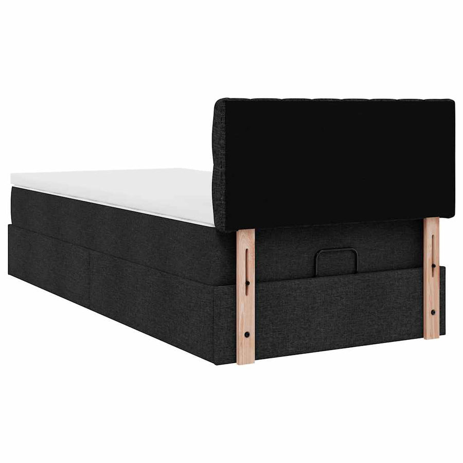 Ottoman bed met matras en LED's 90x200 cm stof zwart