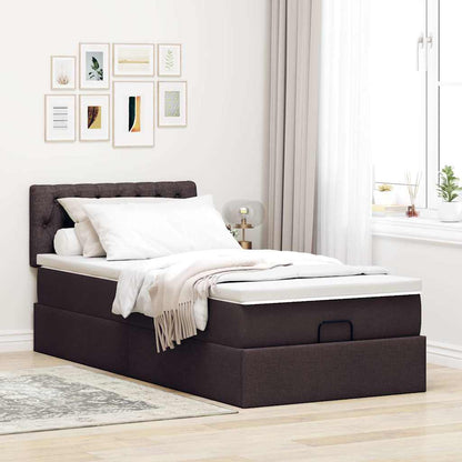 Ottoman bed met matras en LED's 90x200 cm stof donkerbruin