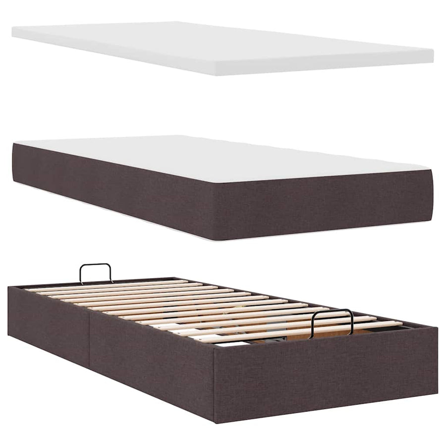 Ottoman bed met matras en LED's 90x200 cm stof donkerbruin