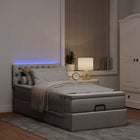 Bed pouffe with mattress and LEDs 90x200 cm fabric taupe
