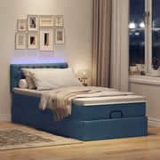 Bedframe 90x200 cm blauw met matras en LED