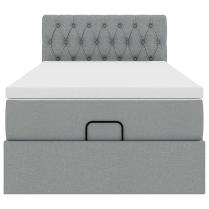 Ottoman bed met matras en LED's 100x200 cm stof lichtgrijs