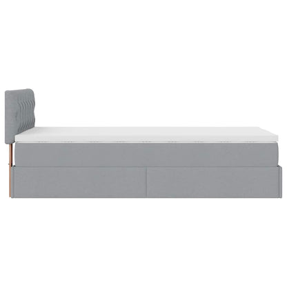 Ottoman bed met matras en LED's 100x200 cm stof lichtgrijs