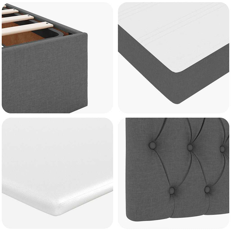 Ottoman bed met matras en LED's 100x200cm stof donkergrijs