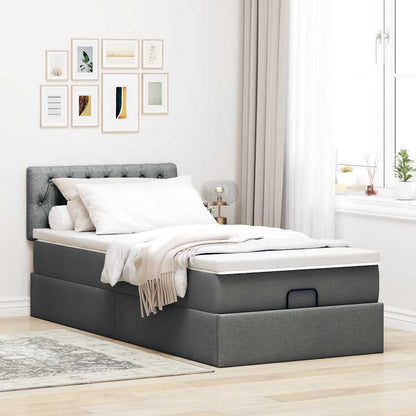 Ottoman bed met matras en LED's 100x200cm stof donkergrijs