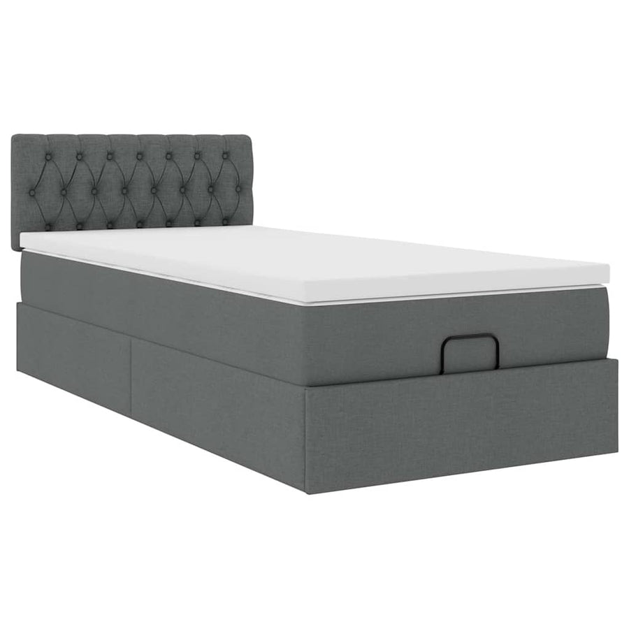 Ottoman bed met matras en LED's 100x200cm stof donkergrijs