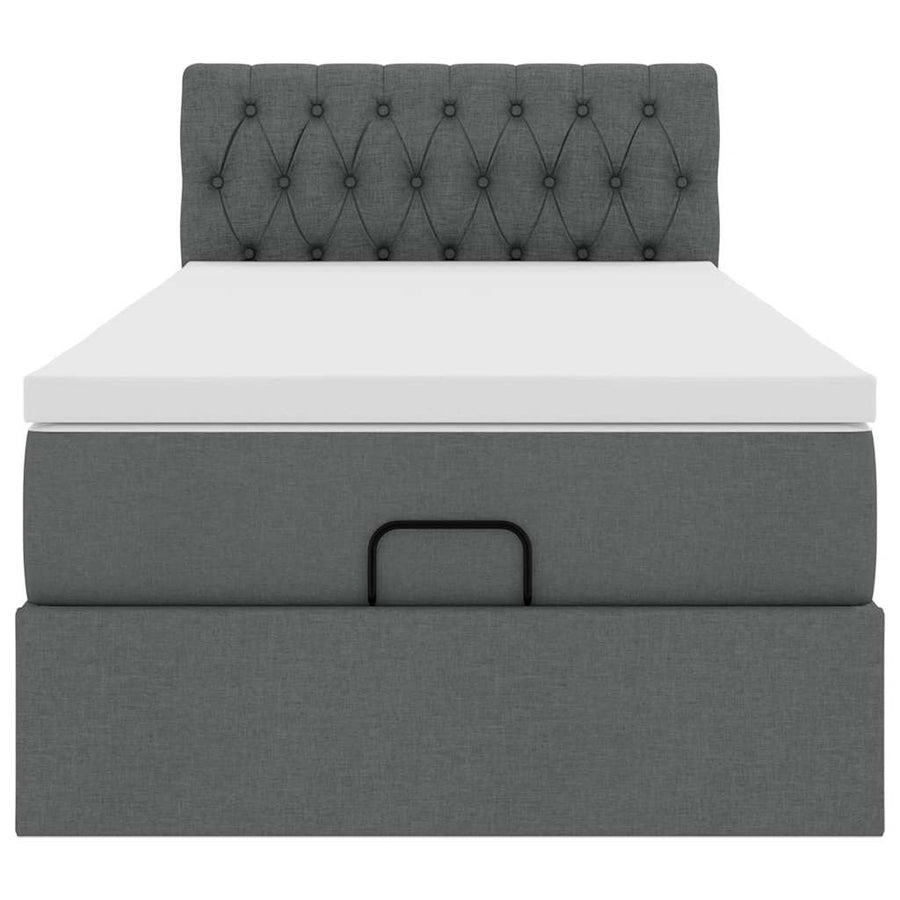 Ottoman bed met matras en LED's 100x200cm stof donkergrijs
