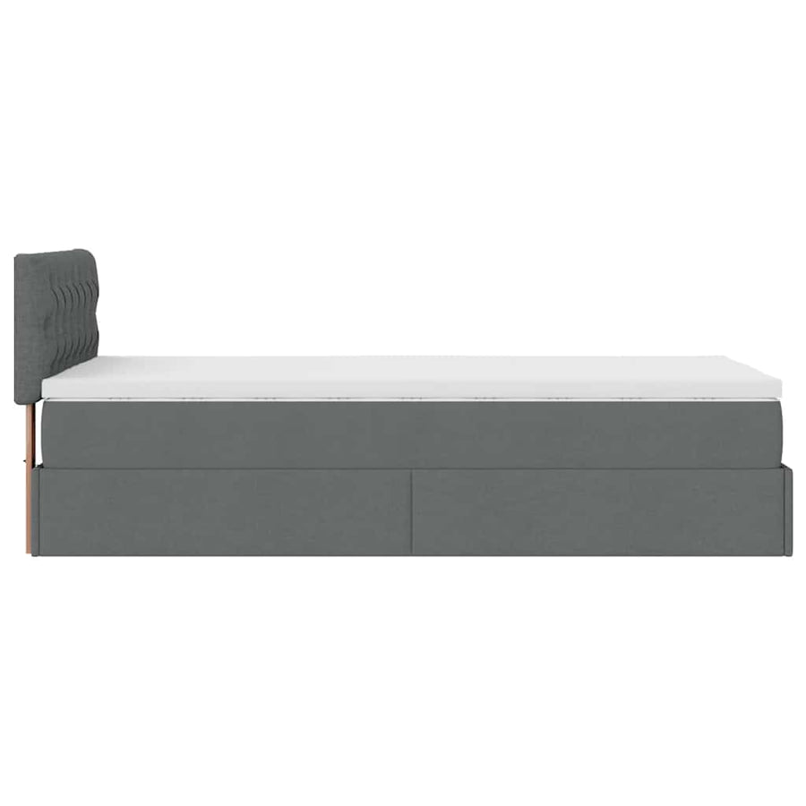 Ottoman bed met matras en LED's 100x200cm stof donkergrijs