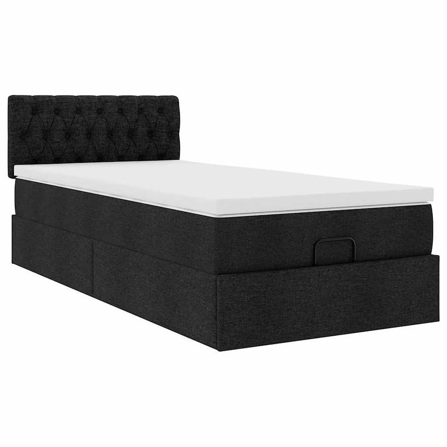Ottoman bed met matras en LED's 100x200 cm stof zwart