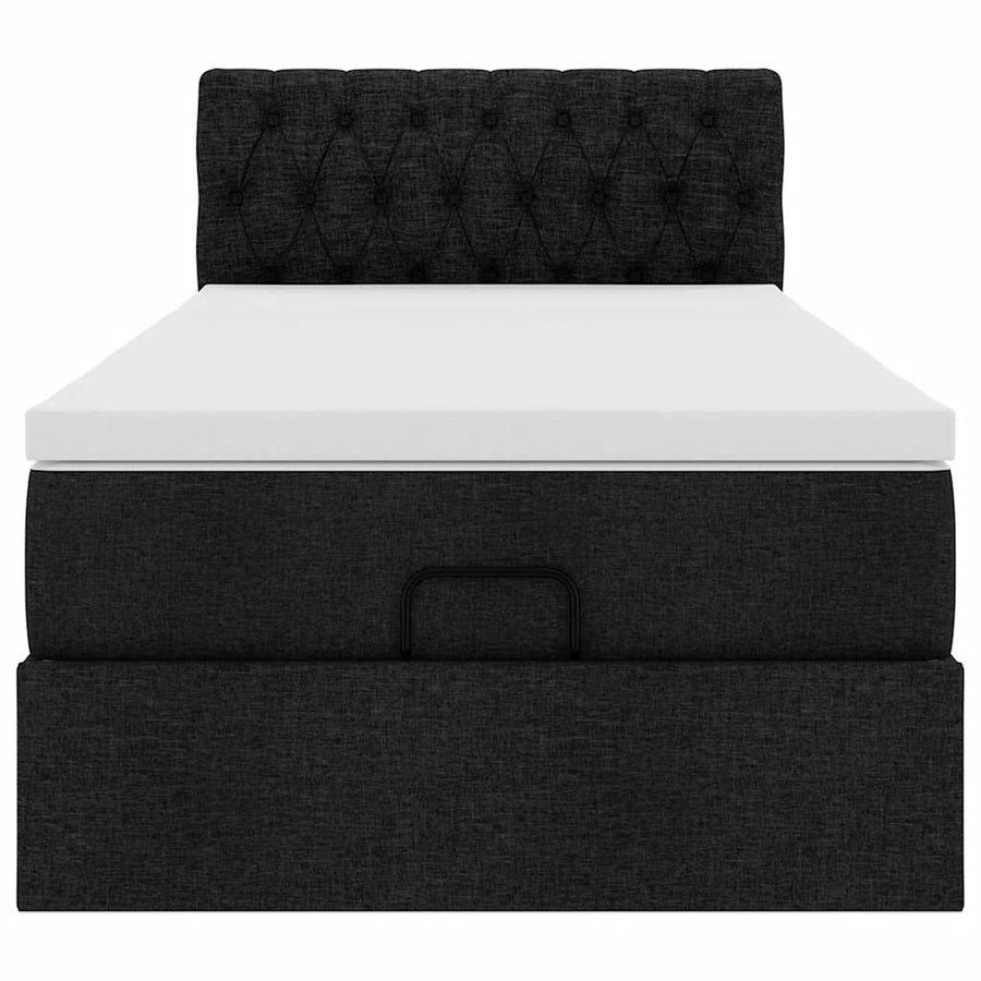 Ottoman bed met matras en LED's 100x200 cm stof zwart