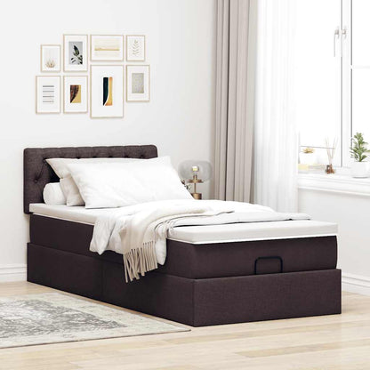 Ottoman bed met matras en LED's 100x200 cm stof donkerbruin