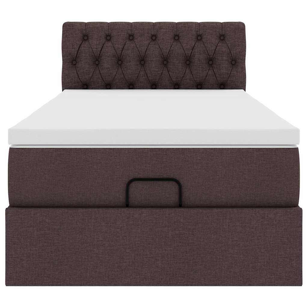 Ottoman bed met matras en LED's 100x200 cm stof donkerbruin