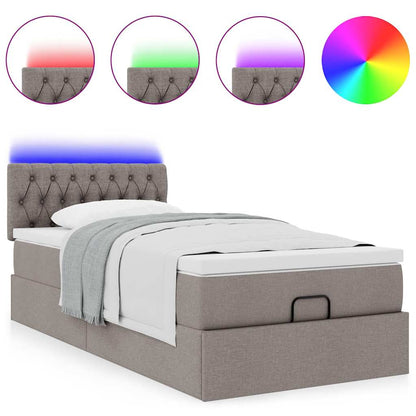 Ottoman bed met matras en LED's 100x200 cm stof taupe