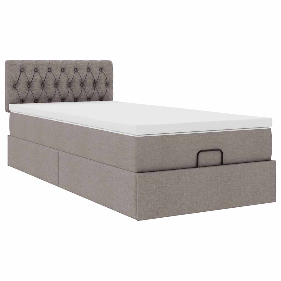 Ottoman bed met matras en LED's 100x200 cm stof taupe