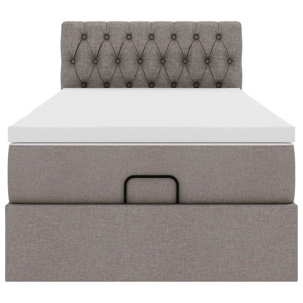 Ottoman bed met matras en LED's 100x200 cm stof taupe