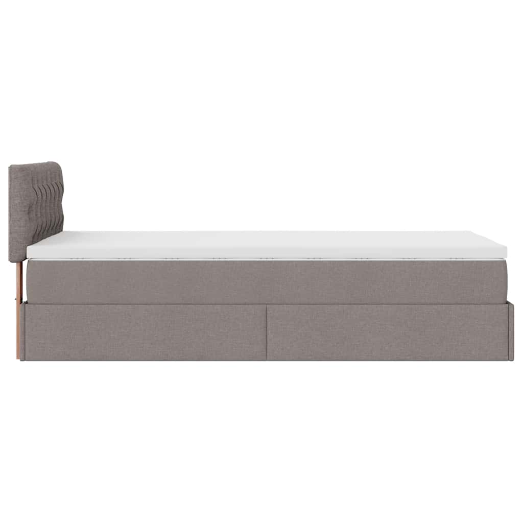 Ottoman bed met matras en LED's 100x200 cm stof taupe