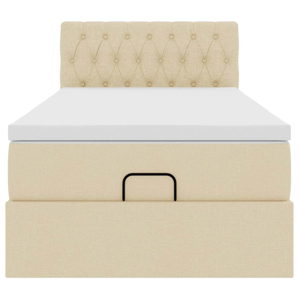 Ottoman bed met matras en LED's 100x200 cm stof crèmekleurig