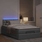Ottomaans bed 120x190 cm stof lichtgrijs met matras en LED
