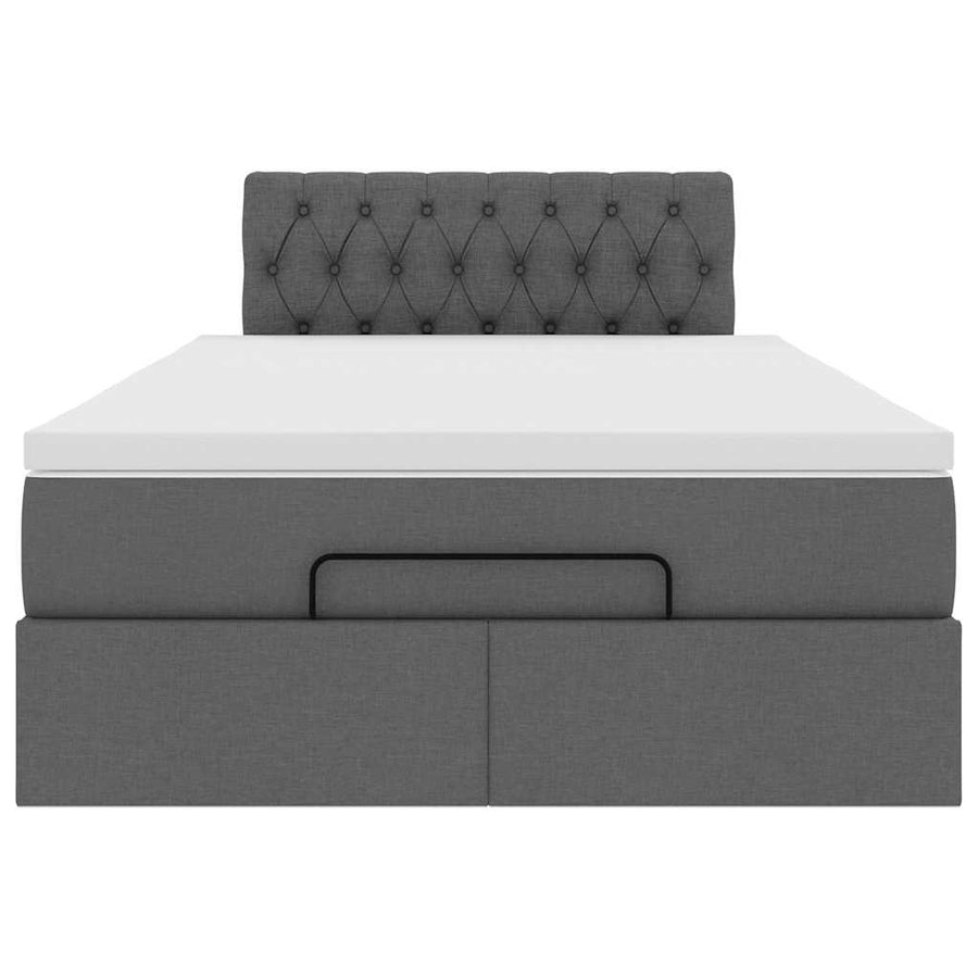 Ottoman bed met matras en LED's 120x190 cm stof donkergrijs