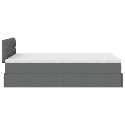 Ottoman bed met matras en LED's 120x190 cm stof donkergrijs