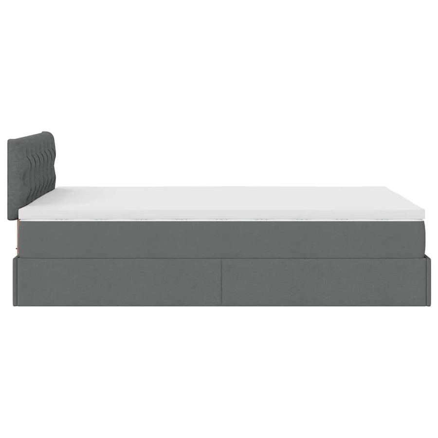 Ottoman bed met matras en LED's 120x190 cm stof donkergrijs