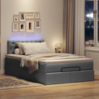 Ottoman bed with mattress and LEDs 120x190 cm dark grey fabric