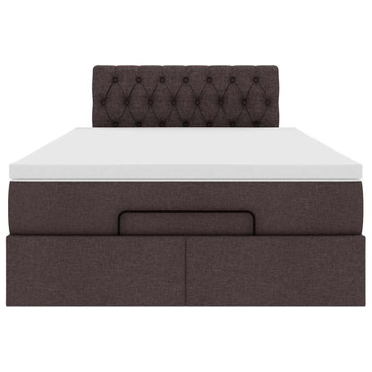 Ottoman bed met matras en LED's 120x190 cm stof donkerbruin