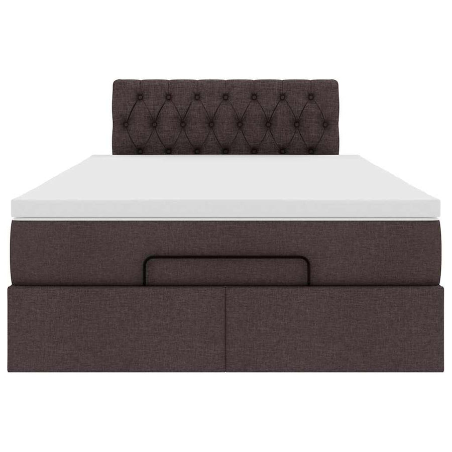 Ottoman bed met matras en LED's 120x190 cm stof donkerbruin