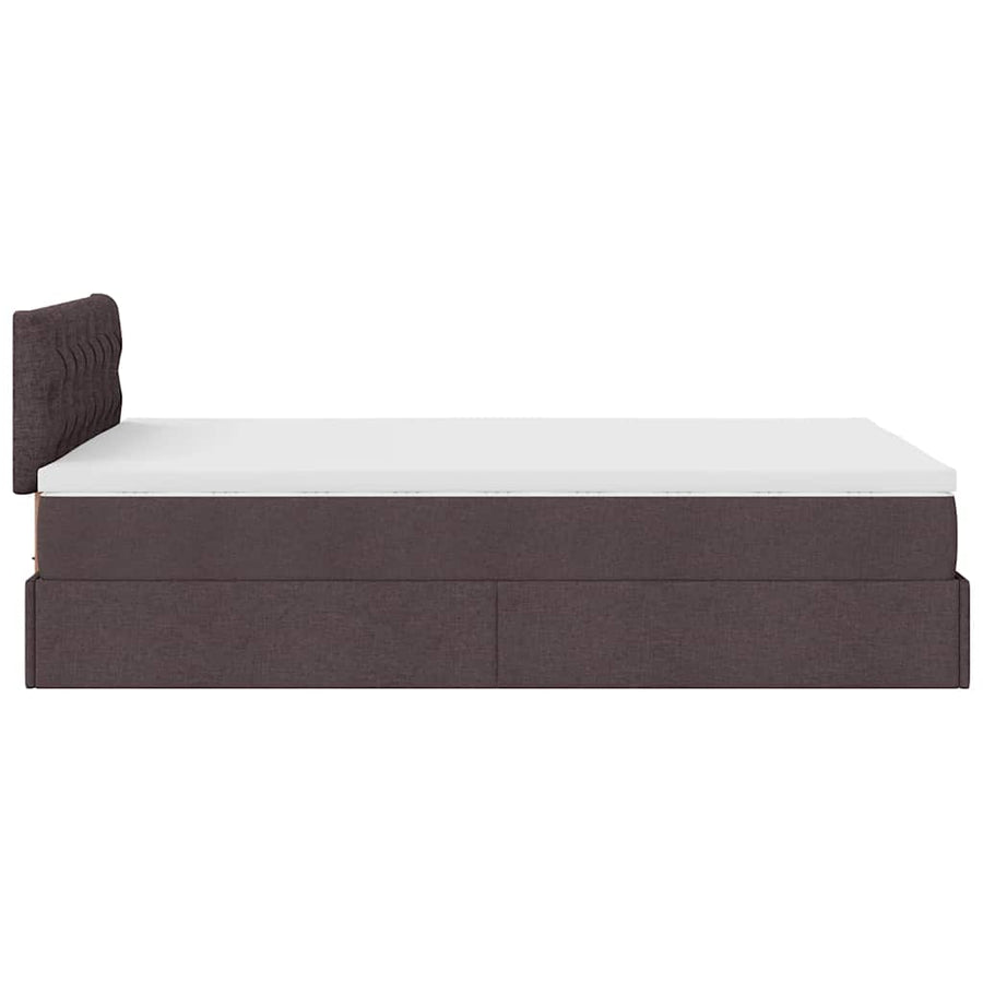 Ottoman bed met matras en LED's 120x190 cm stof donkerbruin
