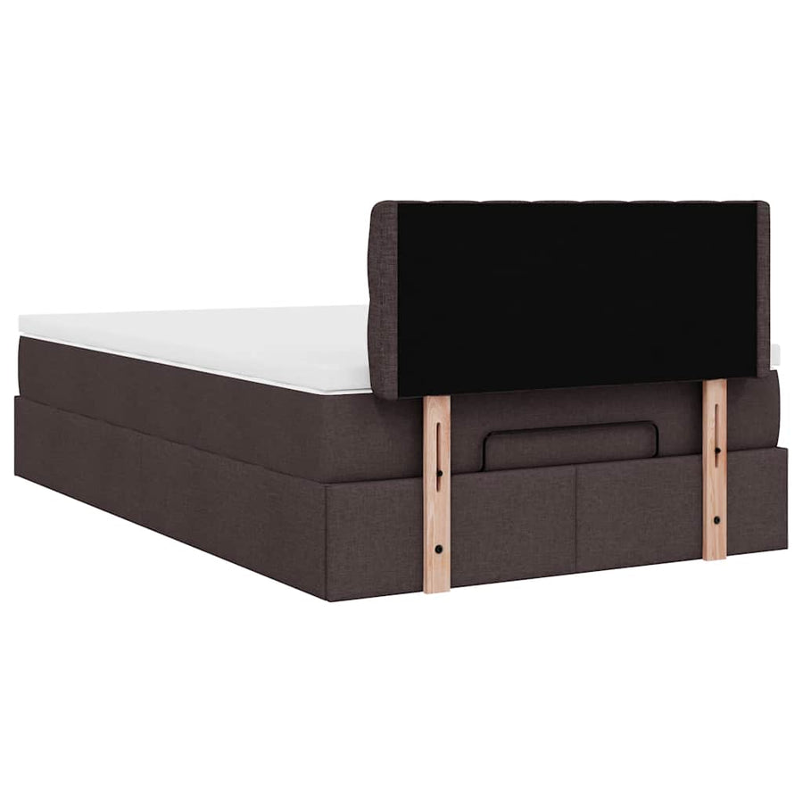 Ottoman bed met matras en LED's 120x190 cm stof donkerbruin