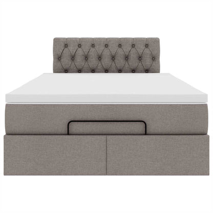 Ottoman bed met matras en LED's 120x190 cm stof taupe
