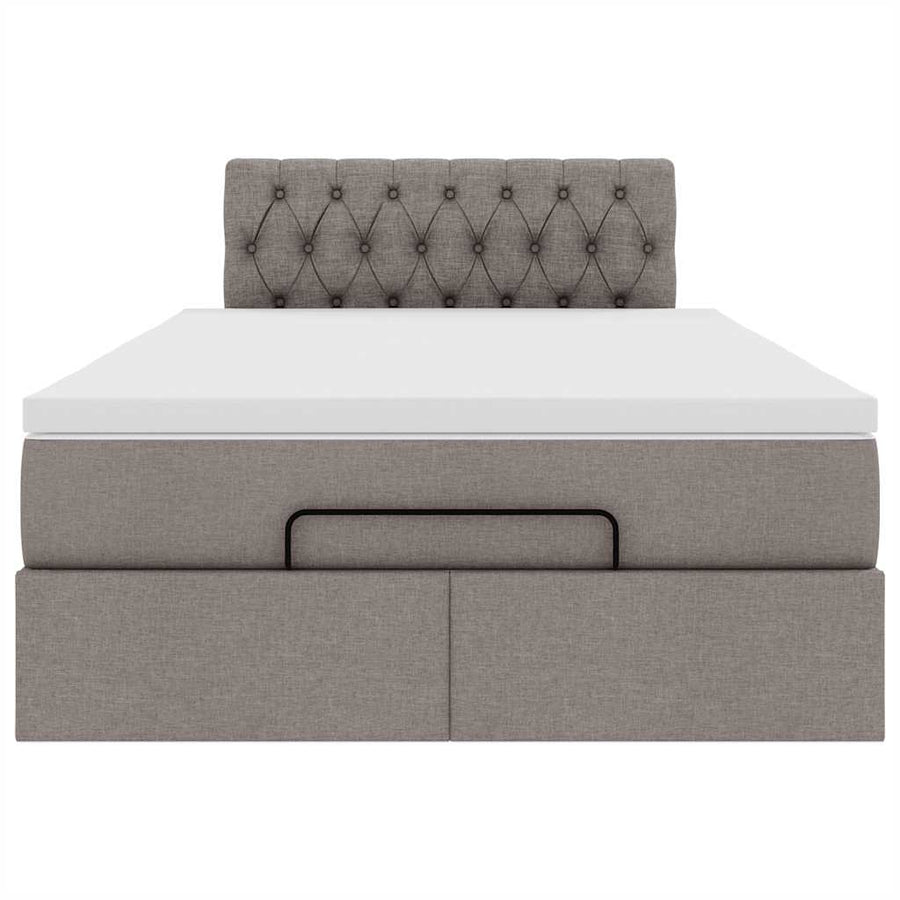Ottoman bed met matras en LED's 120x190 cm stof taupe