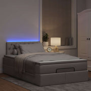 Ottoman bed 120x190 cm stof taupe met matras en LED