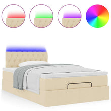 Ottoman bed met matras en LED's 120x190cm stof crèmekleurig