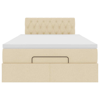 Ottoman bed met matras en LED's 120x190cm stof crèmekleurig