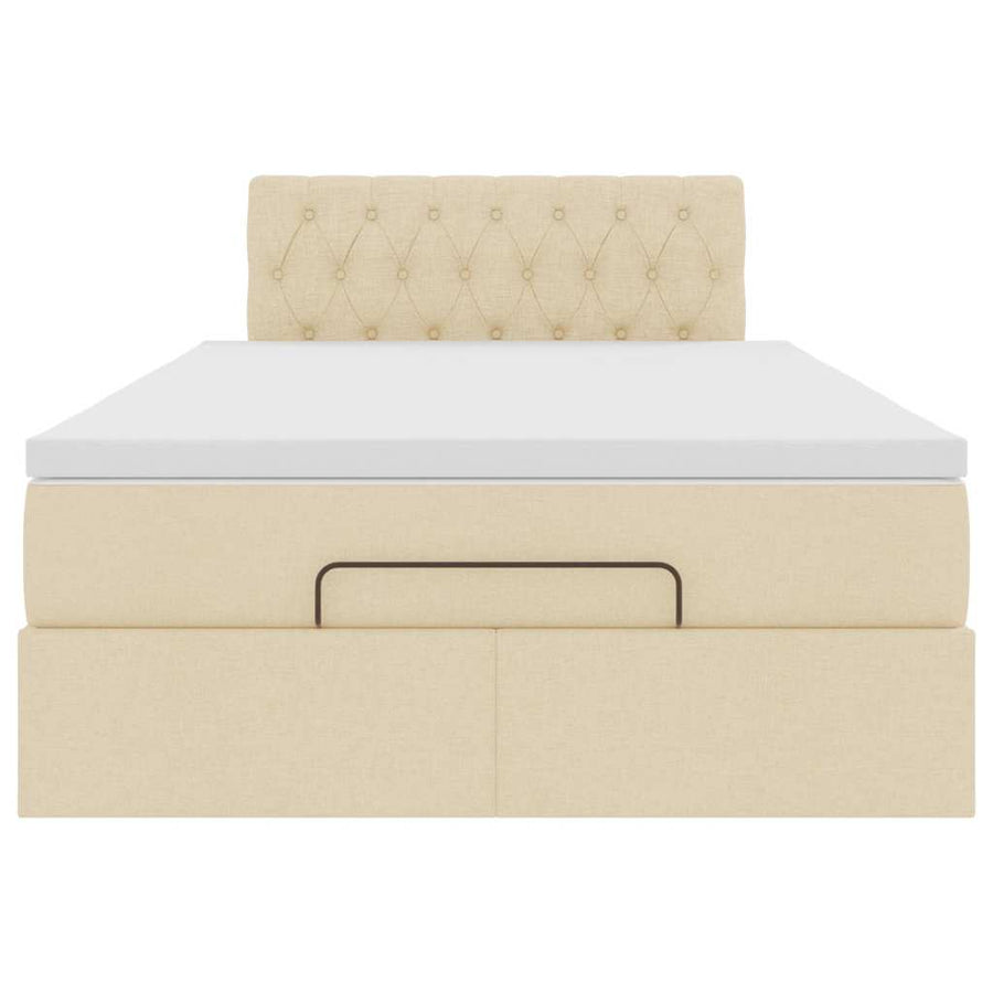 Ottoman bed met matras en LED's 120x190cm stof crèmekleurig