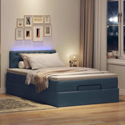 Bed 120x190 cm stof blauw met matras en LED