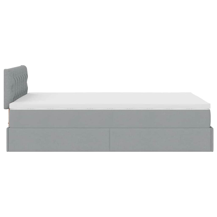 Ottoman bed met matras en LED's 120x200 cm stof lichtgrijs