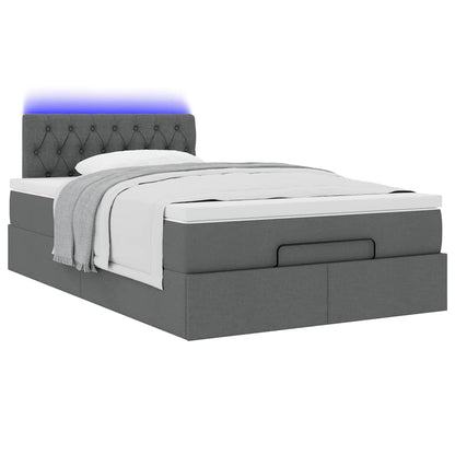 Ottoman bed met matras en LED's 120x200 cm stof donkergrijs