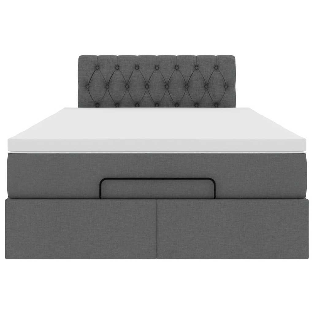 Ottoman bed met matras en LED's 120x200 cm stof donkergrijs