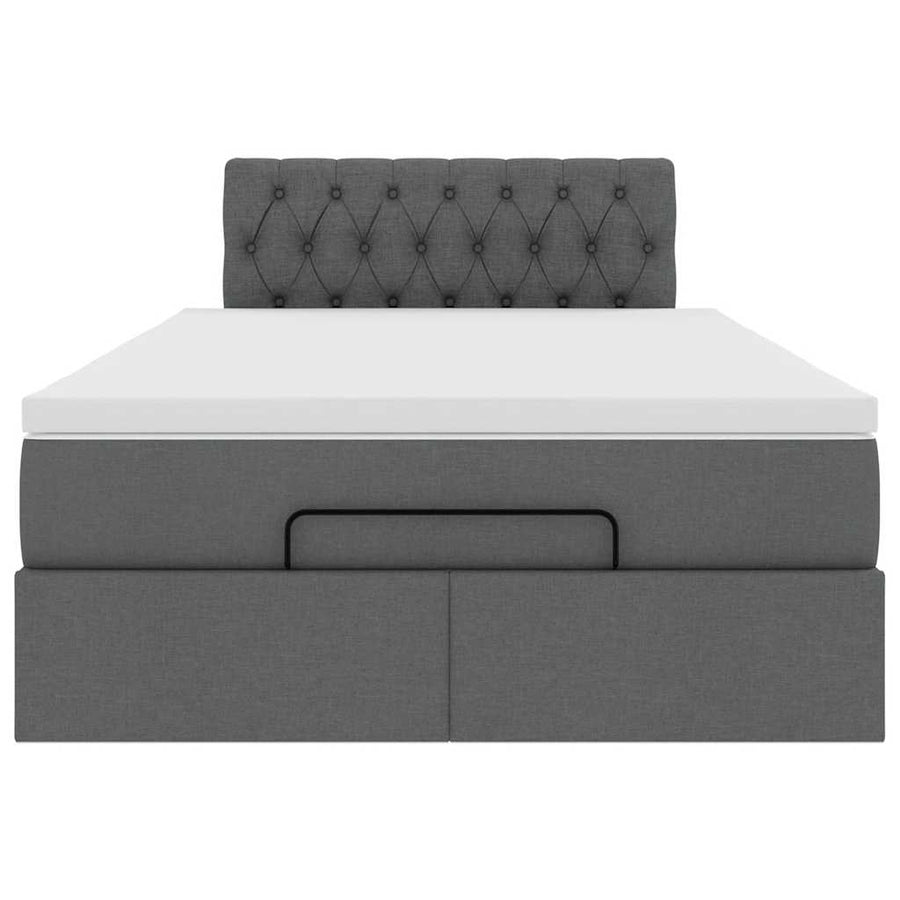 Ottoman bed met matras en LED's 120x200 cm stof donkergrijs