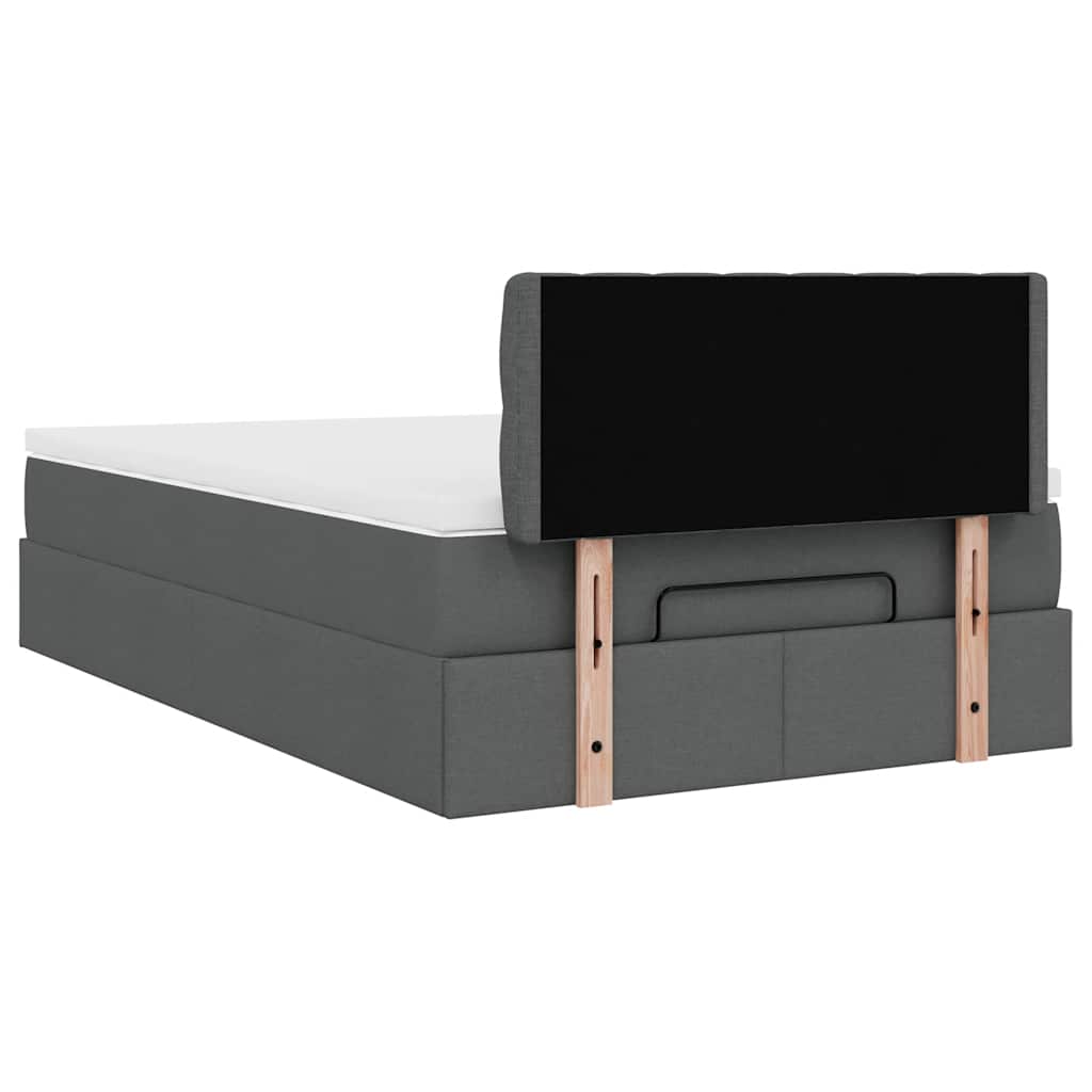 Ottoman bed met matras en LED's 120x200 cm stof donkergrijs