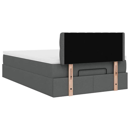 Ottoman bed met matras en LED's 120x200 cm stof donkergrijs