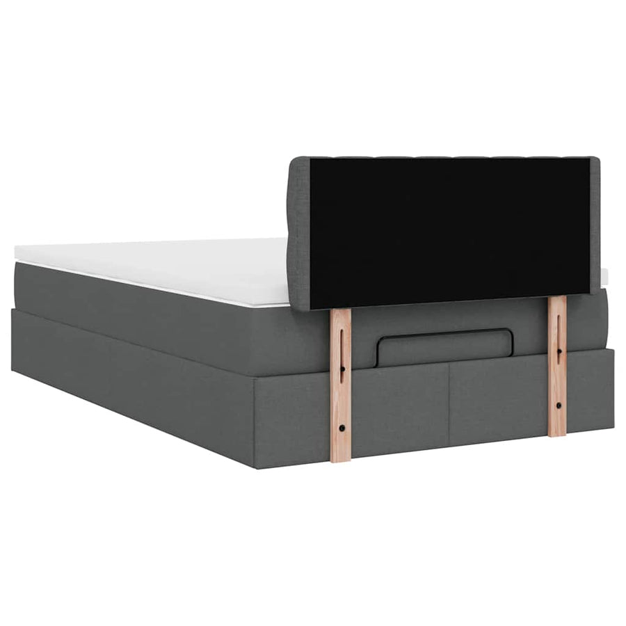 Ottoman bed met matras en LED's 120x200 cm stof donkergrijs