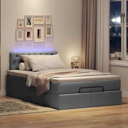 Ottoman bed met matras en LED's 120x200 cm stof donkergrijs