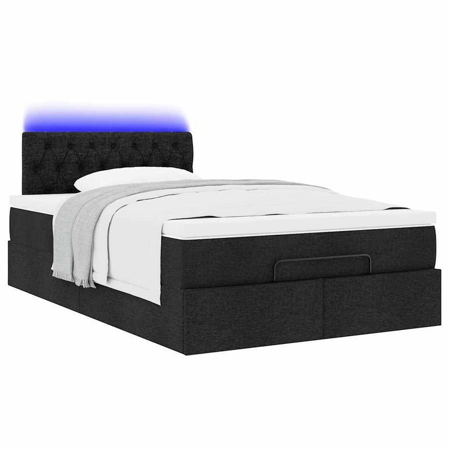 Ottoman bed met matras en LED's 120x200 cm stof zwart