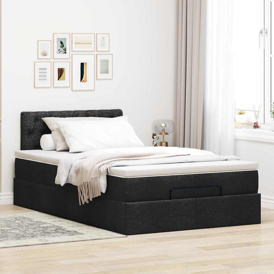 Ottoman bed met matras en LED's 120x200 cm stof zwart
